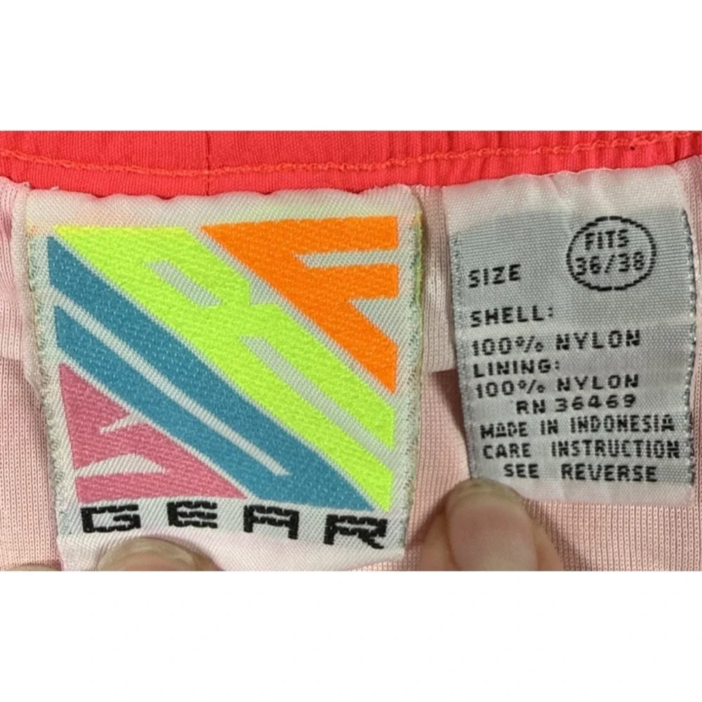Vintage Surf Gear Men's Neon‎ Colorblock Swim Trunks Pink/Yellow Size 36/38